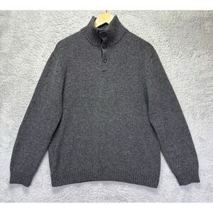 Vtg  Mens GAP Sweater Grunge 90's Gray Cotton Wool Elbow Patches‎ Preppy Large